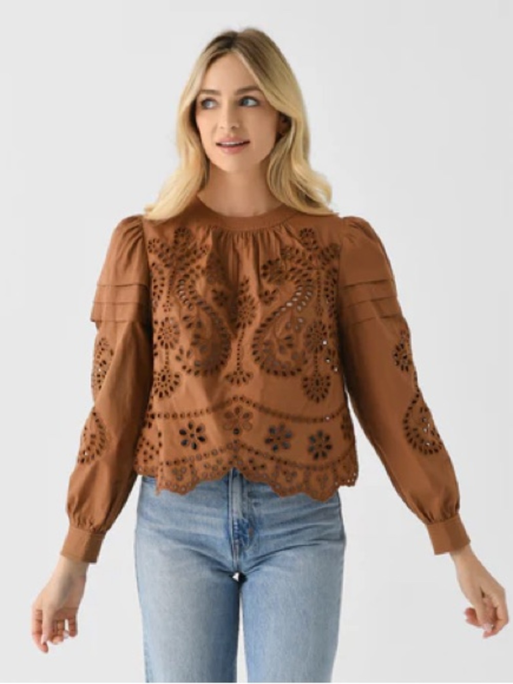 Hunter Bell Jennifer Top Mocha Embroidered Size 2